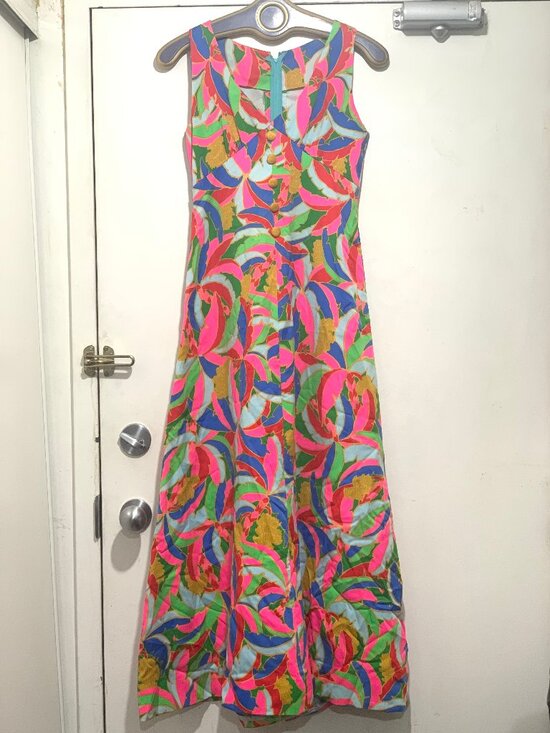 Vintage Dresses & Skirts - VINTAGE HANDMADE SLEEVELESS MAXI COLORFUL DRESSES SIZE S